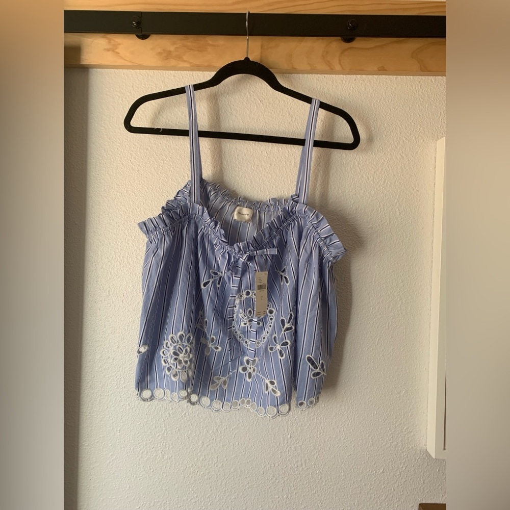 NWT Anthropologie Maeve Eyelet-Stripe Tank, Size XL - Picture 6 of 7